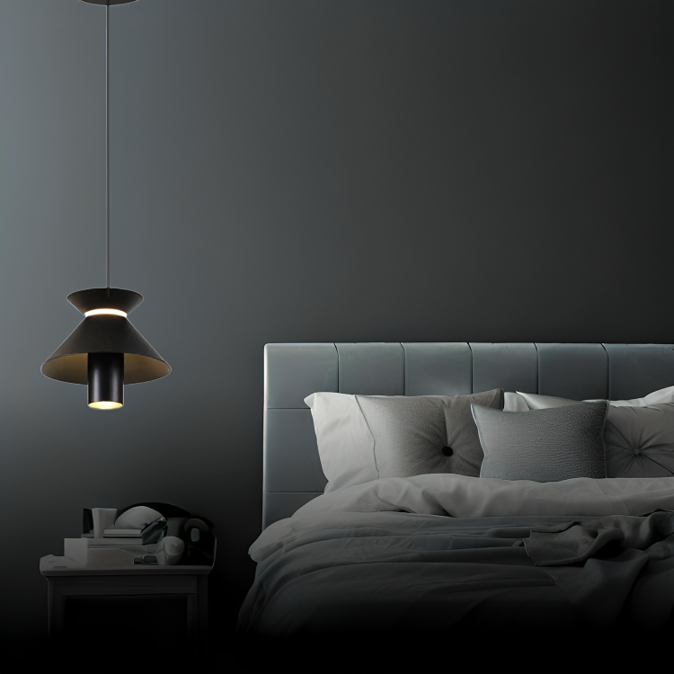 HDC Led 1 Light Black Modern Pendant Bedside Ceiling Lights - Warm White