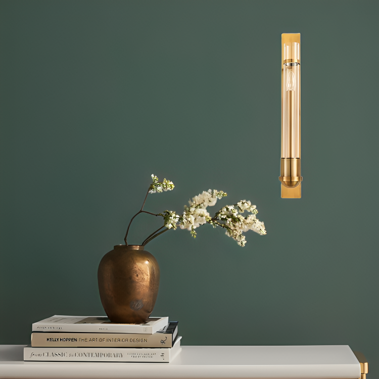 HDC Minimalist Modern Tube Shaped Wall Light, Gold - Warm White