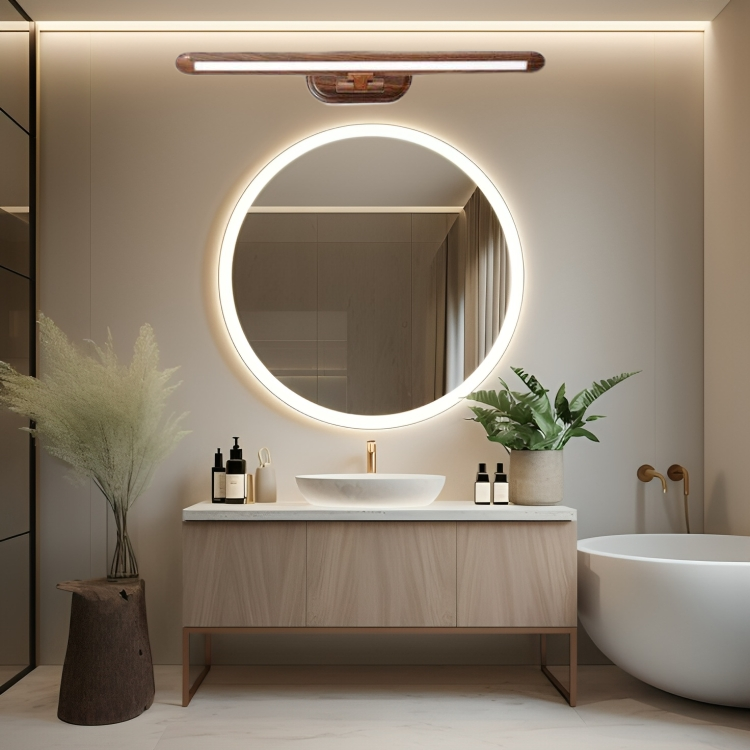 HDC Wooden Finish Metal Body 3 Step Color Picture Light, Bathroom Vanity Led Mirror Light (Warm White,White,Neutral White)