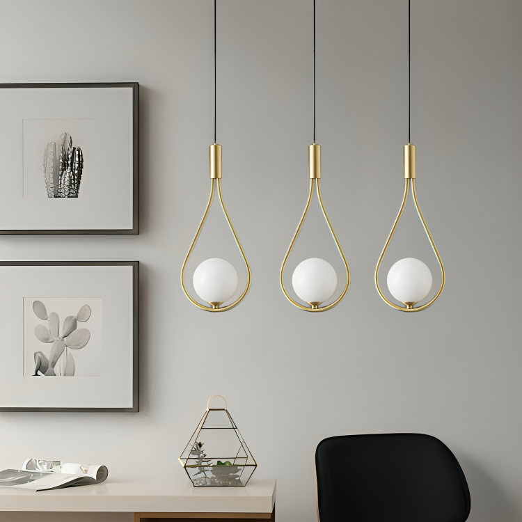 HDC 1-Light Brushed Gold Pendant Light Fixtures with Glass Shade Pendant Lighting