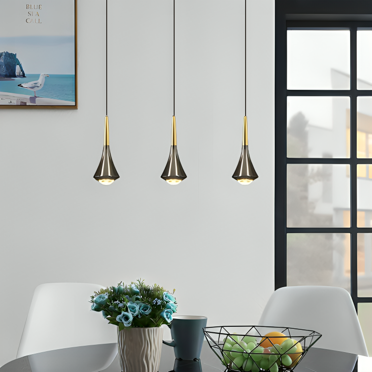 HDC 3 Light Modern Metal Series Bulb Pendant Light Black with Rectangle Ceiling Base