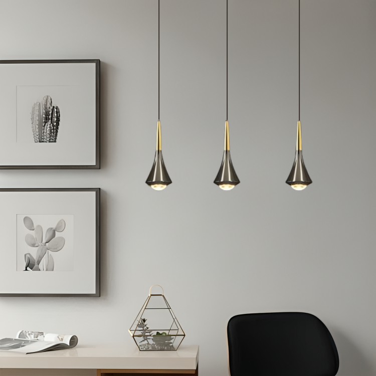 HDC 3 Light Modern Metal Series Bulb Pendant Light Black with Rectangle Ceiling Base