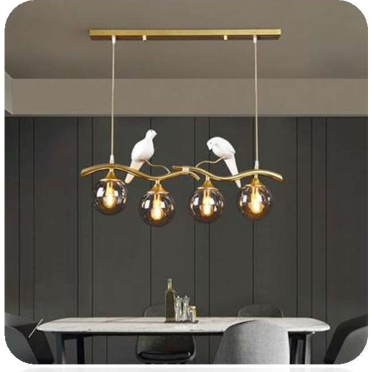 Hdc Modern Singularity Wrought Iron Pendant Light with Resin Bird Decoration