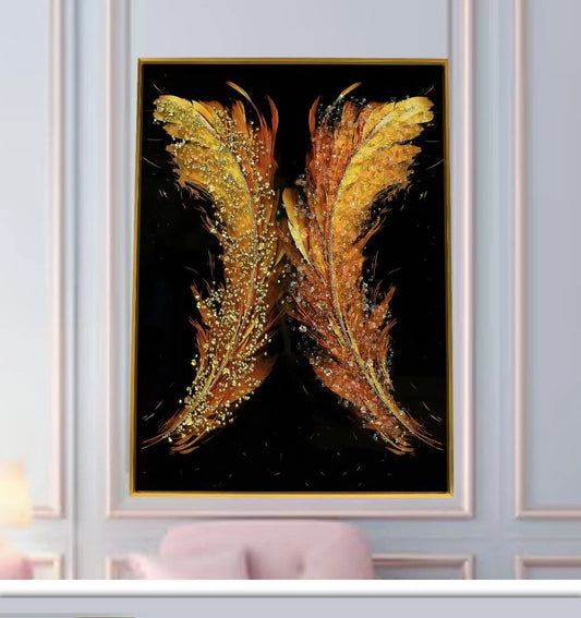 Hdc Twin Feather Crystal Glass painting