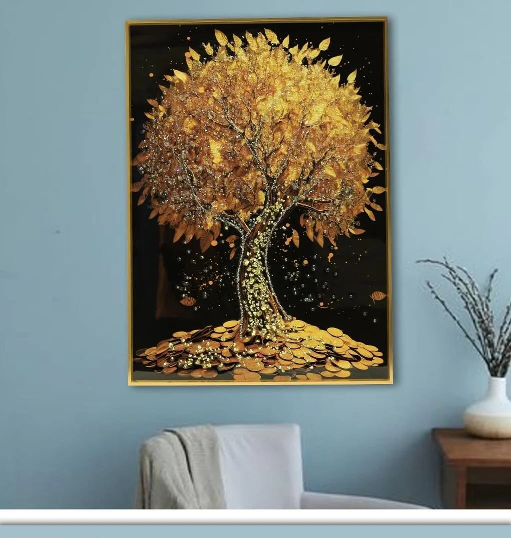 Hdc Glimmering Tree of Ethereal Beauty Crystal Glass Painting