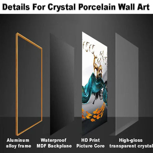 Hdc Valencia Dreamlike Modern Crystal Glass Painting [ 72 x 22 Inches ]