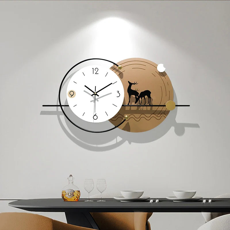 Hdc Modern Creative Deer Metal Wall Clock For Living Room,Bedroom Home Decor