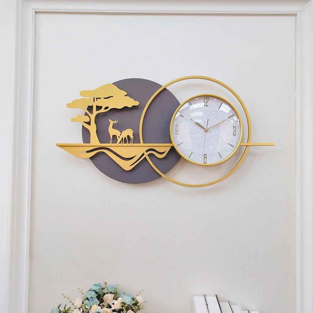 Hdc Modern Creative Deer Metal Wall Clock For Living Room,Bedroom Home Decor