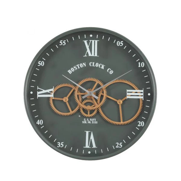 Hdc Lunar Echo Luxury Designer Wall clock With Moving Gear Mechanism (Steel Body)