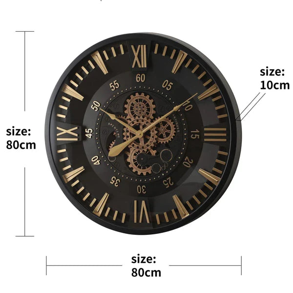 Hdc Whispering Wheel Luxury Designer Wall clock With Moving Gear Mechanism (Steel Body)