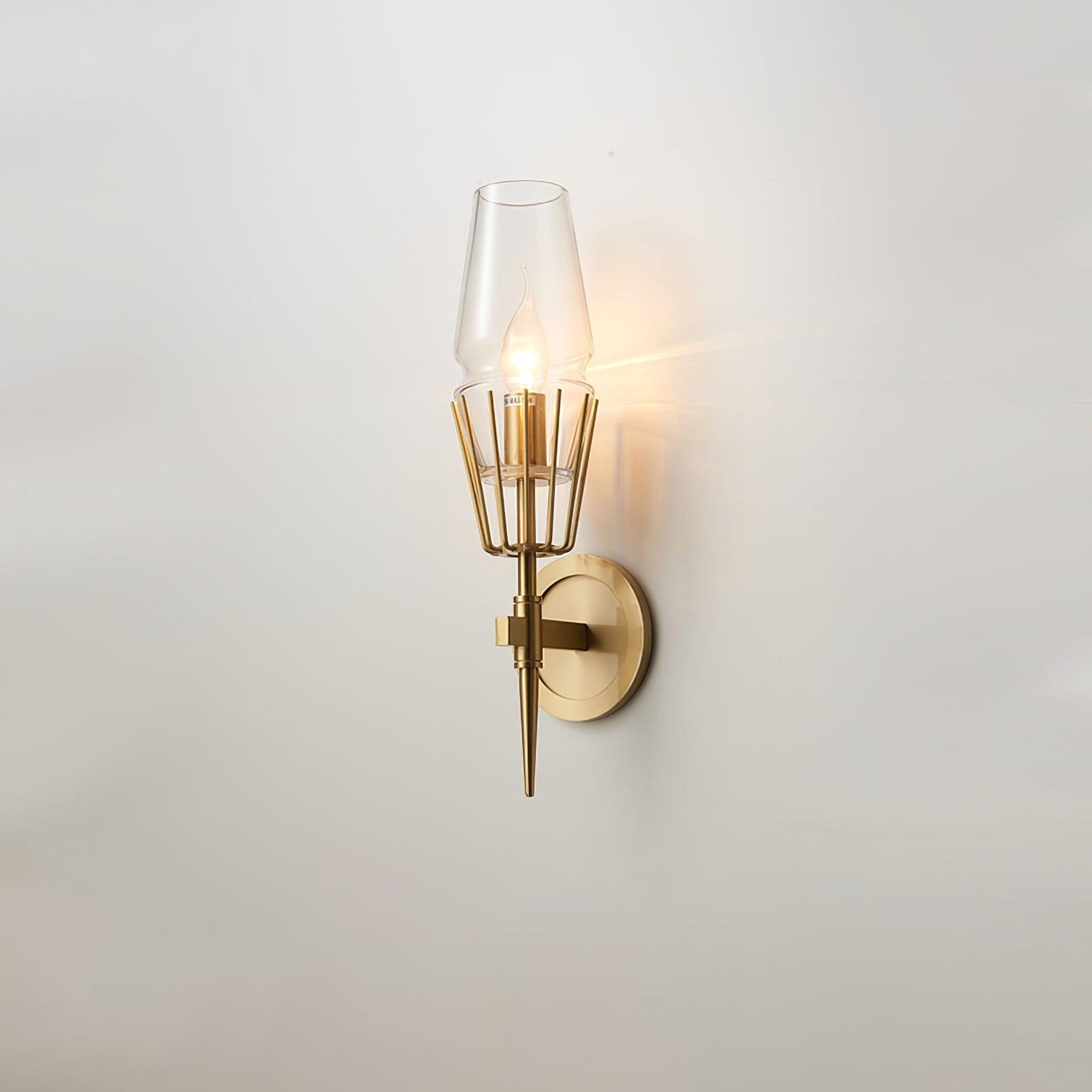 HDC Light Gold Metal Clear Glass Wall Light Copper Metal