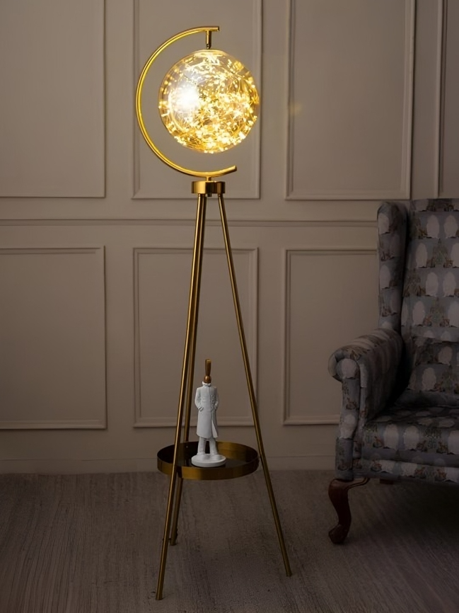 HDC Glass Ball Tripod Holder Vertical Living Room Floor Lamp (Color : Warm Light)