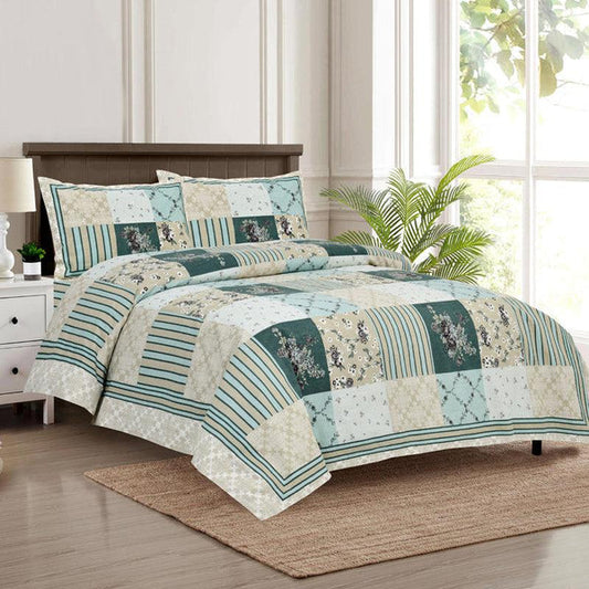 Hdc Floral Patch Print Cotton King Size Double Bed Sheet With 2 Pillow Cover For Bedroom, Home Decor