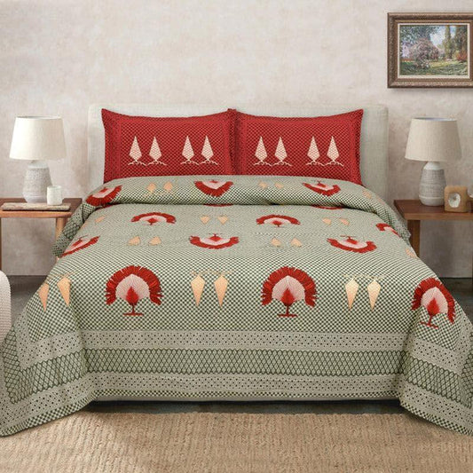 Hdc Printed Cotton King Size Double Bed Sheet With 2 Pillow Cover For Bedroom, Home Decor