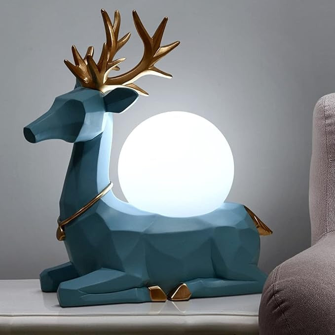 Hdc Modern Creative Simulation Deer Decor Table Lamp Living Room Resin Decoration Desk Lamp