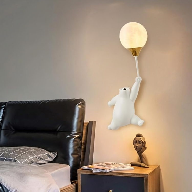 Hdc Bear Hand Holding Balloon Wall Lamp Art Decor Wall Lights for Kids Room Girls Boys Bedroom