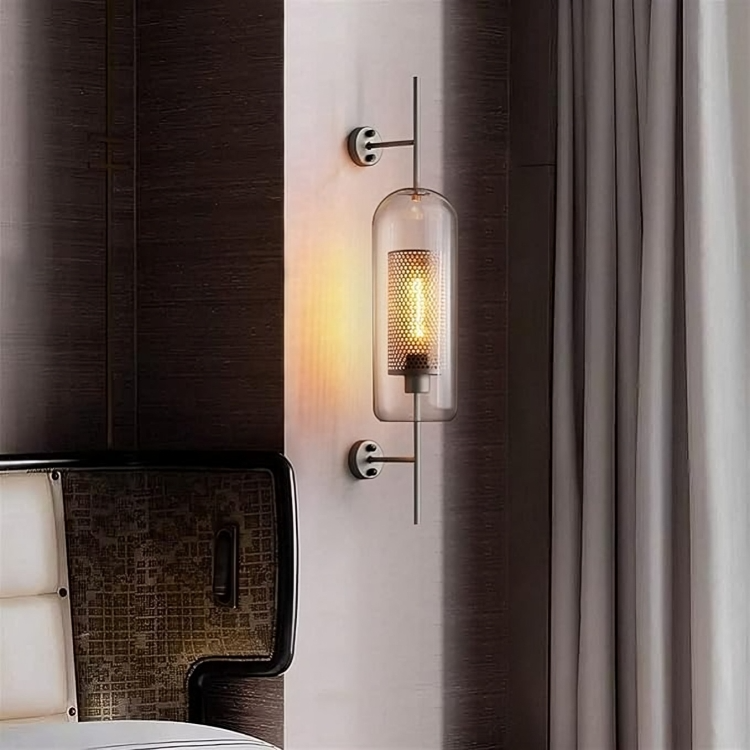 HDC Gold Long Clear Glass Wall Light Copper Metal