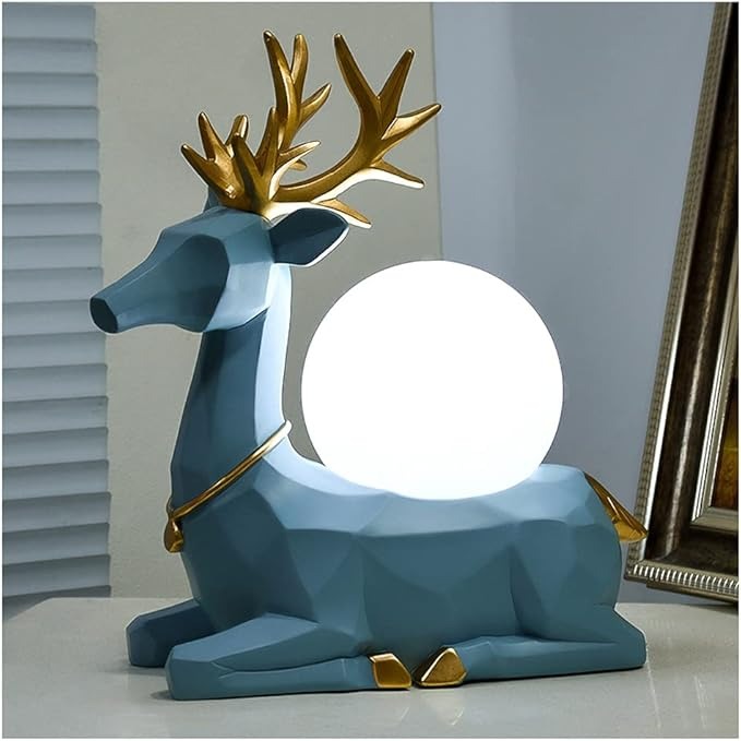 Hdc Modern Creative Simulation Deer Decor Table Lamp Living Room Resin Decoration Desk Lamp