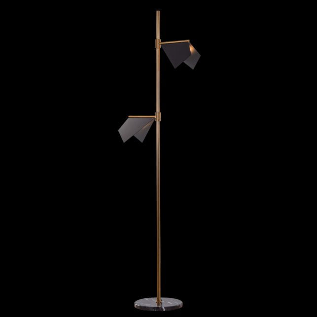 Hdc Gold & Black Body 2 Light Floor Lamp For Home, Office