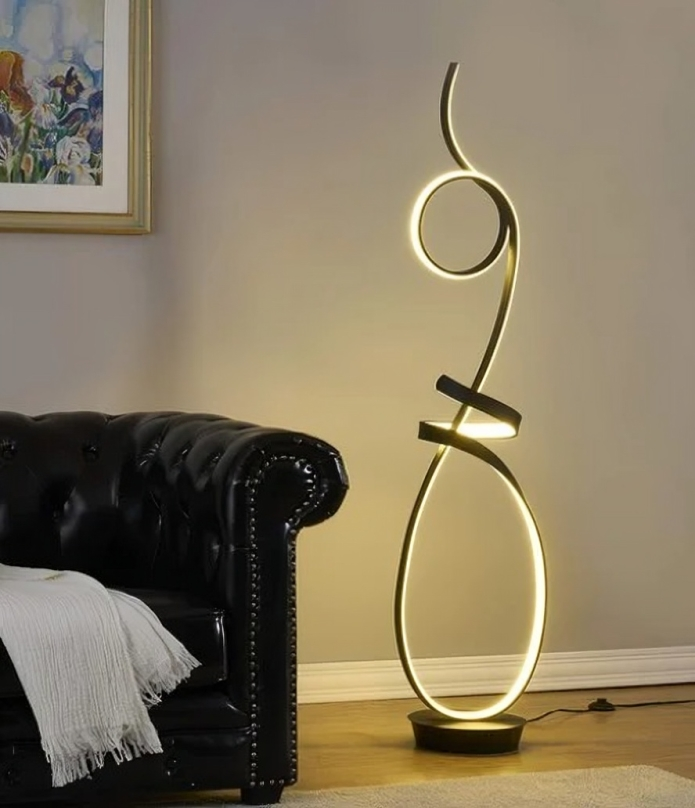 Hdc Modern Unique LED Matt Black Floor Lamp