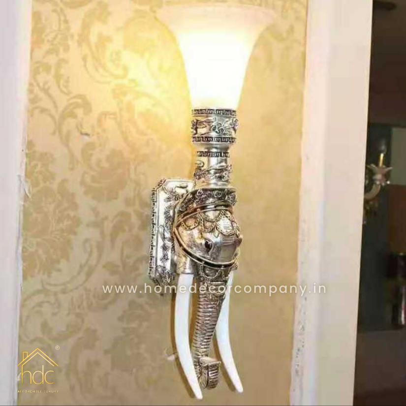 HDC Ivory Legendary Thailand Asian Elephant Lantern Champagne Decorative Hotel Bedroom Wall Lights