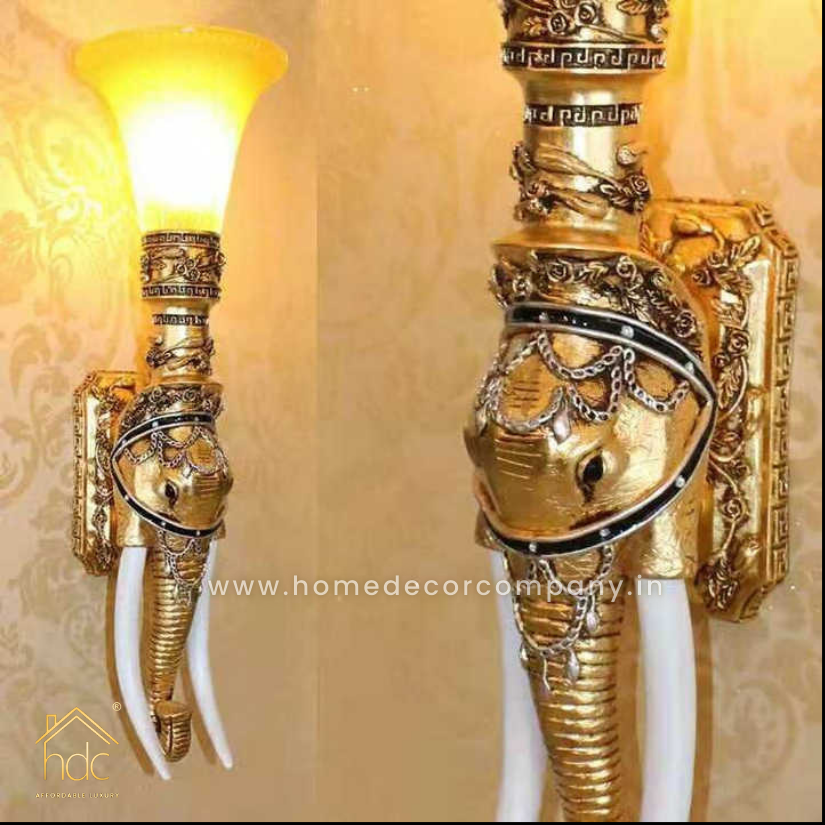 HDC Ivory Legendary Thailand Asian Elephant Lantern Champagne Decorative Hotel Bedroom Wall Lights