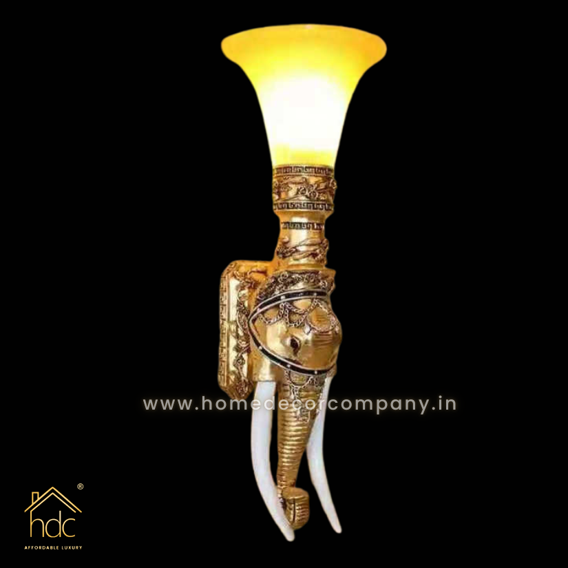 HDC Ivory Legendary Thailand Asian Elephant Lantern Champagne Decorative Hotel Bedroom Wall Lights