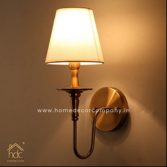 HDC Indoor Gold Single Head Metal Simple Fabric Wall Lantern Bedroom Dining Room Wall Light