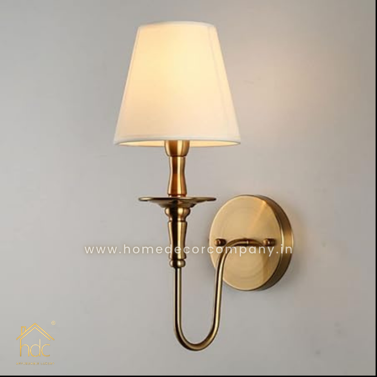 HDC Indoor Gold Single Head Metal Simple Fabric Wall Lantern Bedroom Dining Room Wall Light