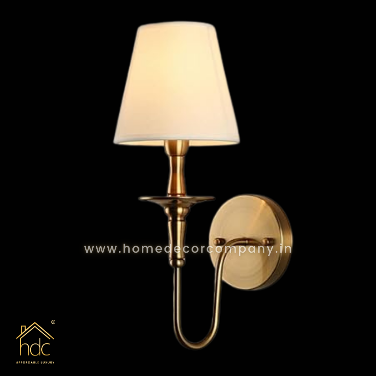 HDC Indoor Gold Single Head Metal Simple Fabric Wall Lantern Bedroom Dining Room Wall Light