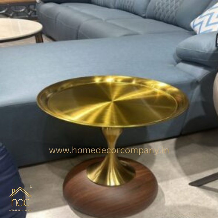 HDC Round End Tables, Small Metal Side Table, Modern Decorative Pedestal Table for Living Room Bedroom(Brown)