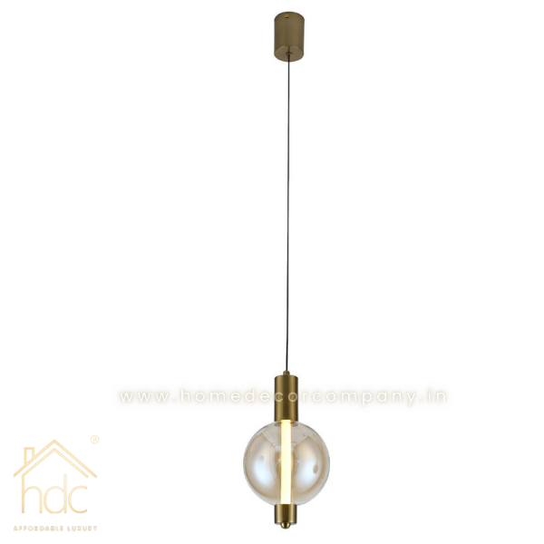 HDC 1 Light Amber Glass  Pendant Ceiling Light For Bedroom Dining Room - Warm White