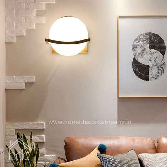 Hdc Electroplated Golden Frosted Glass Ball Wall Light Sconce for Bedroom Living Room