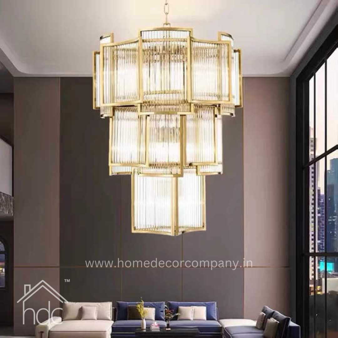 Hdc Modern Luxury Decorative Villa Building Living Room Clear Glass Chandelier Pendant Light