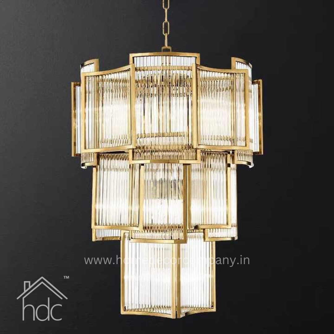 Hdc Modern Luxury Decorative Villa Building Living Room Clear Glass Chandelier Pendant Light