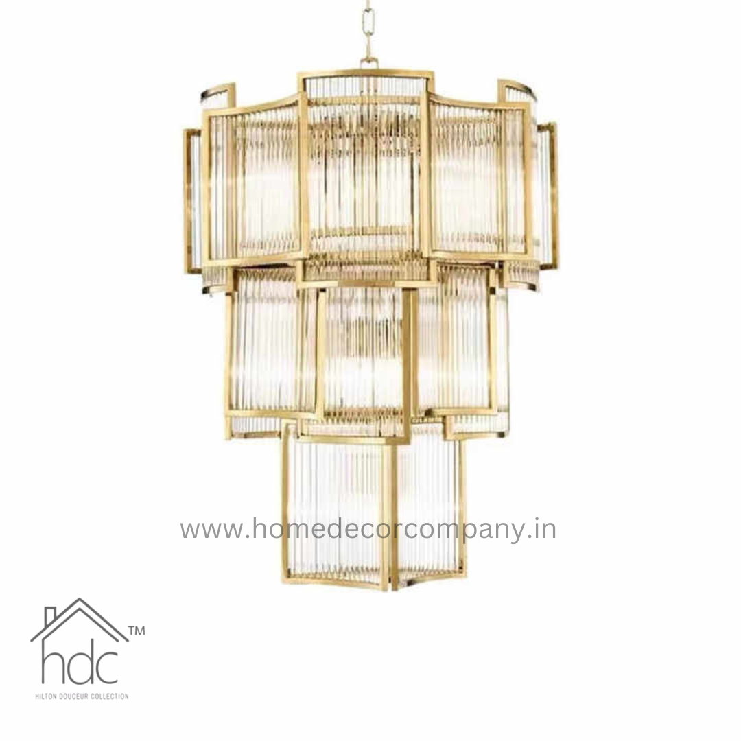 Hdc Modern Luxury Decorative Villa Building Living Room Clear Glass Chandelier Pendant Light