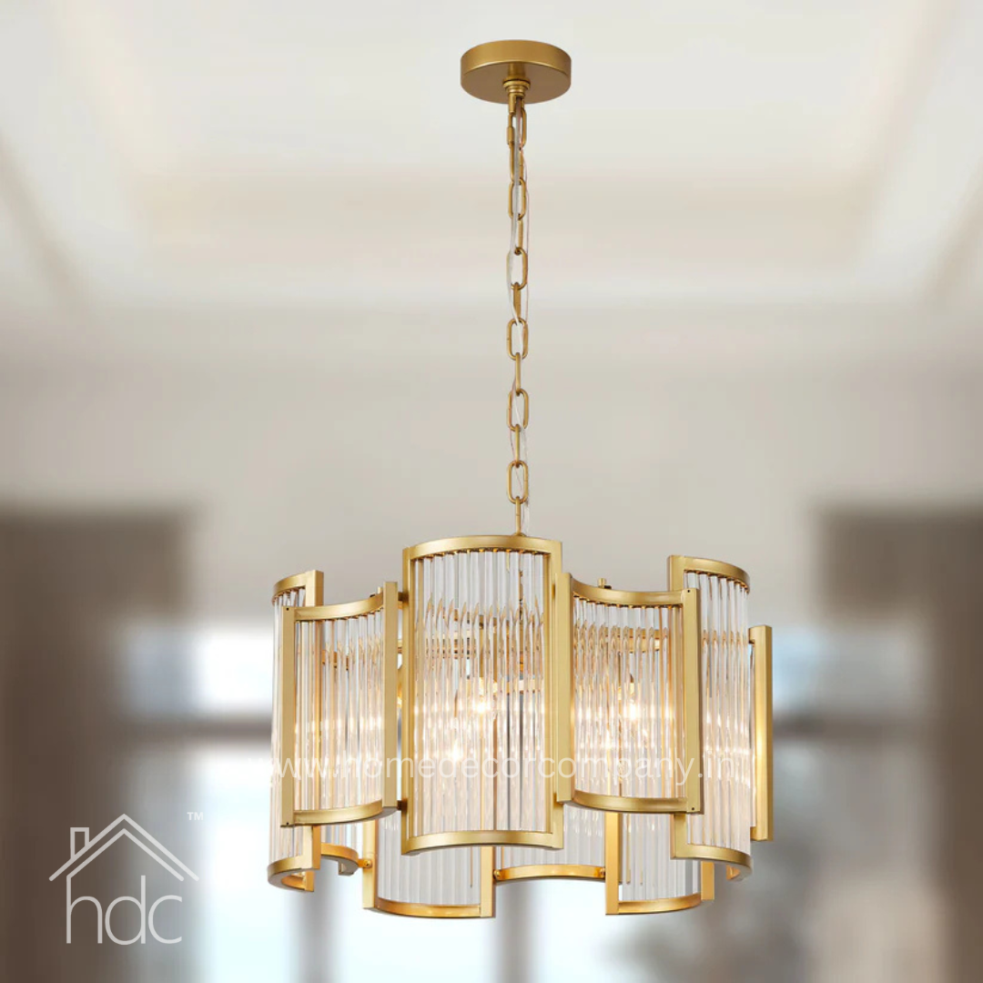 Hdc 400mm Luxury Golden Metal Glass Chandelier For Foyer, Dining, Living Room