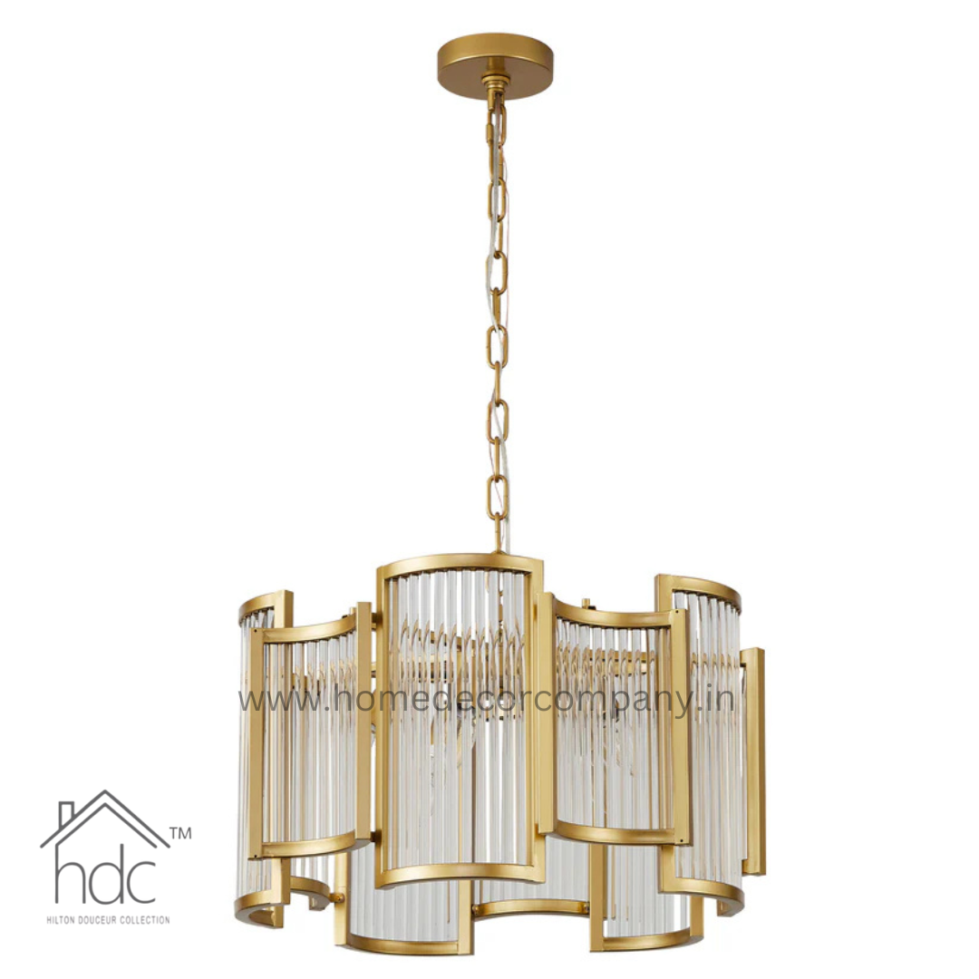 Hdc 400mm Luxury Golden Metal Glass Chandelier For Foyer, Dining, Living Room