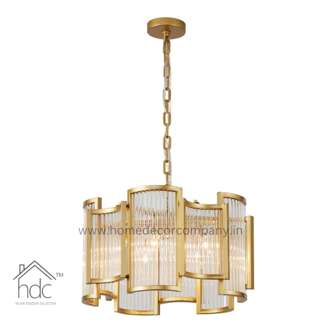 Hdc 400mm Luxury Golden Metal Glass Chandelier For Foyer, Dining, Living Room