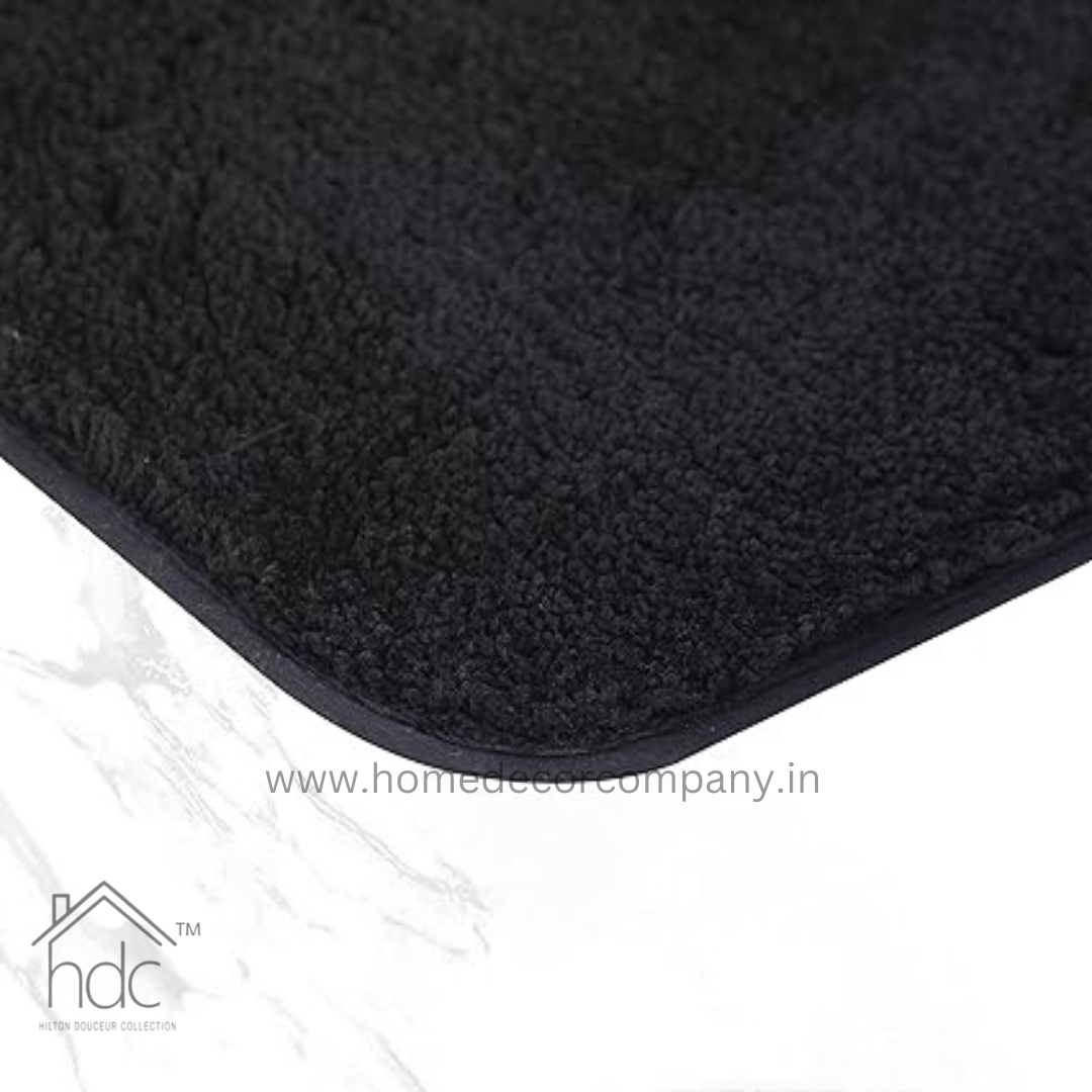 Hdc 40*60, 40*50 CM Modern Everyday Microfiber Anti Skid & Super Absorbent Ultra Soft Bathmat and Shaggy Floor Mats, Non-Slip, Rug for Home, Kitchen and Bathroom, 2 PC Set colour (Black)