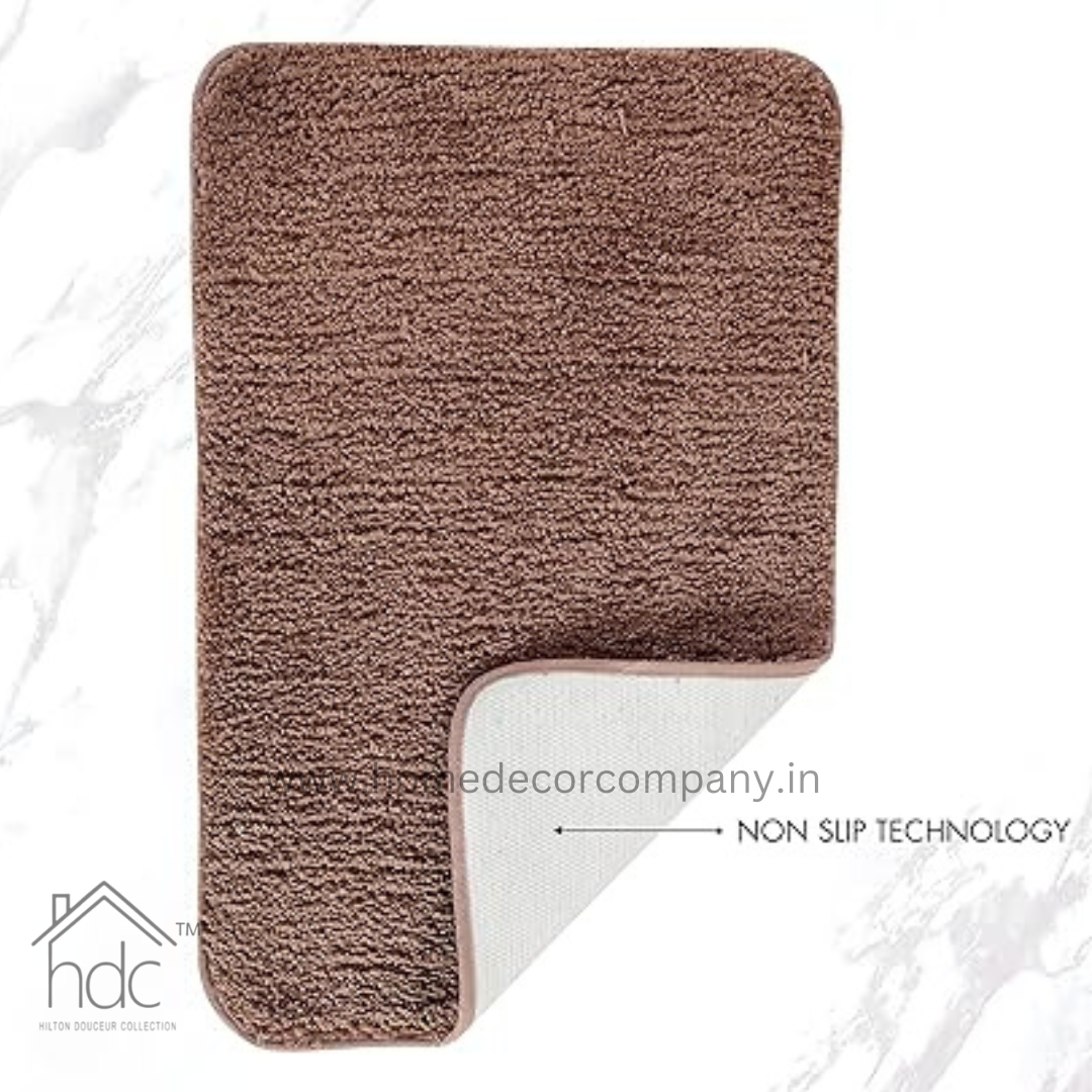 Hdc 40*60, 40*50 CM Modern Everyday Microfiber Anti Skid & Super Absorbent Ultra Soft Bathmat and Shaggy Floor Mats, Non-Slip, Rug for Home, Kitchen and Bathroom, 2 PC Set colour (Brown)