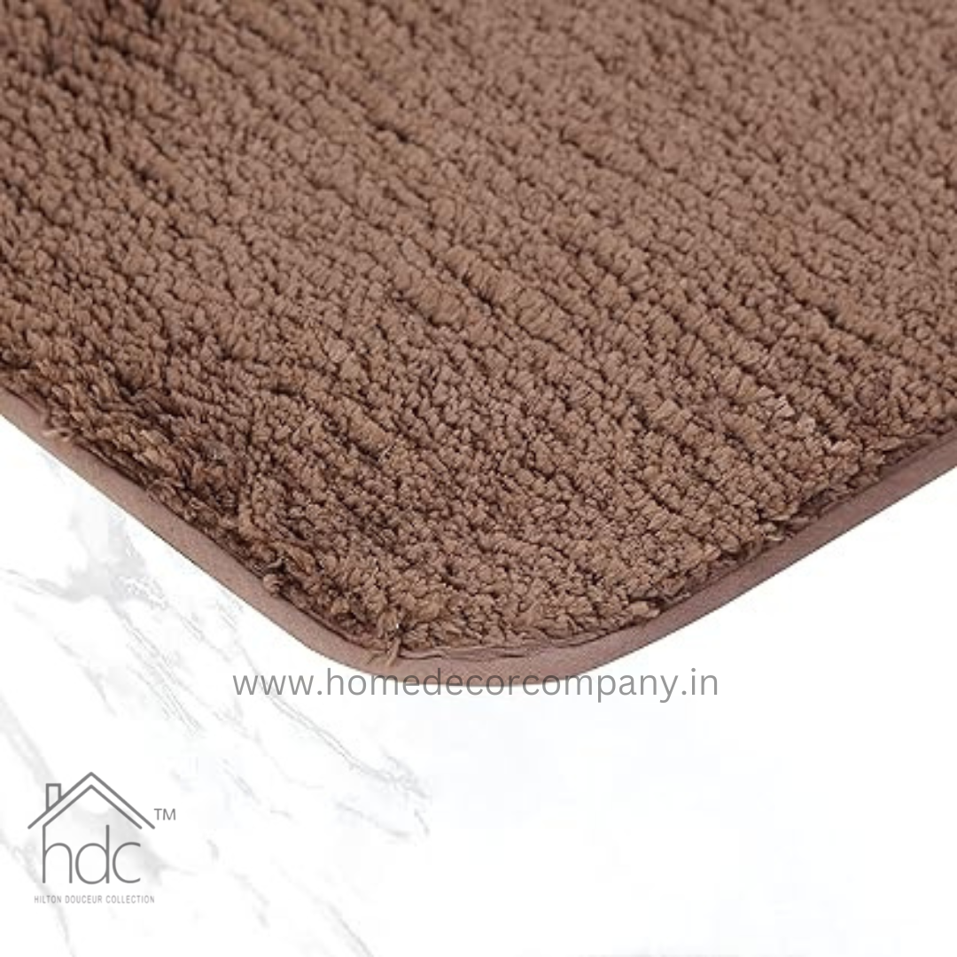 Hdc 40*60, 40*50 CM Modern Everyday Microfiber Anti Skid & Super Absorbent Ultra Soft Bathmat and Shaggy Floor Mats, Non-Slip, Rug for Home, Kitchen and Bathroom, 2 PC Set colour (Brown)