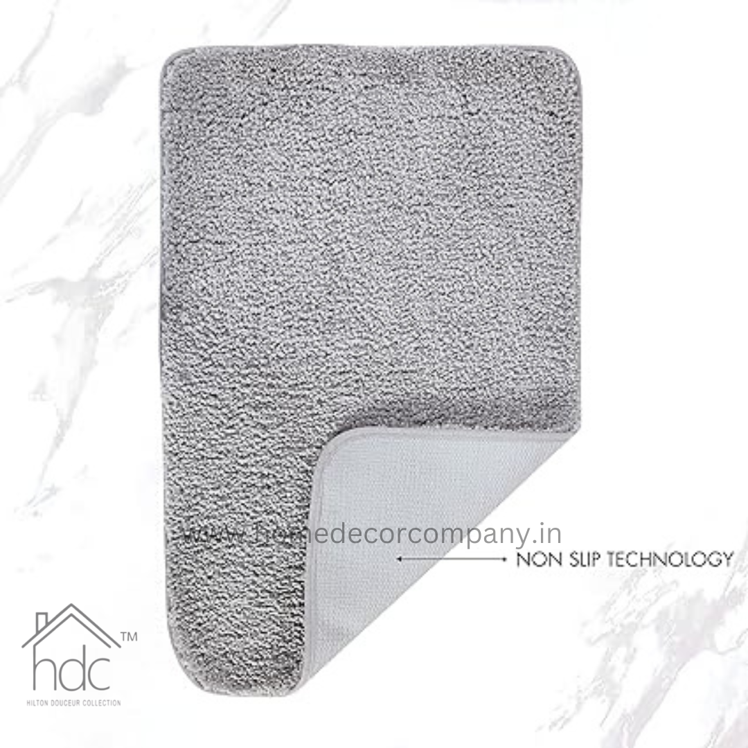 Hdc 40*60, 40*50 CM Modern Everyday Microfiber Anti Skid & Super Absorbent Ultra Soft Bathmat and Shaggy Floor Mats, Non-Slip, Rug for Home, Kitchen and Bathroom, 2 PC Set colour (Grey)