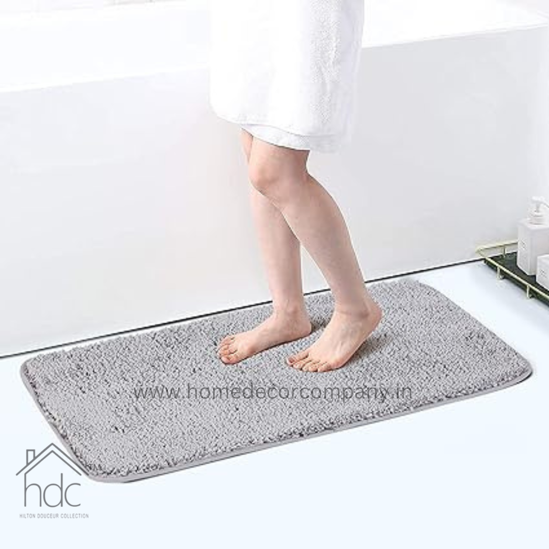 Hdc 40*60, 40*50 CM Modern Everyday Microfiber Anti Skid & Super Absorbent Ultra Soft Bathmat and Shaggy Floor Mats, Non-Slip, Rug for Home, Kitchen and Bathroom, 2 PC Set colour (Grey)