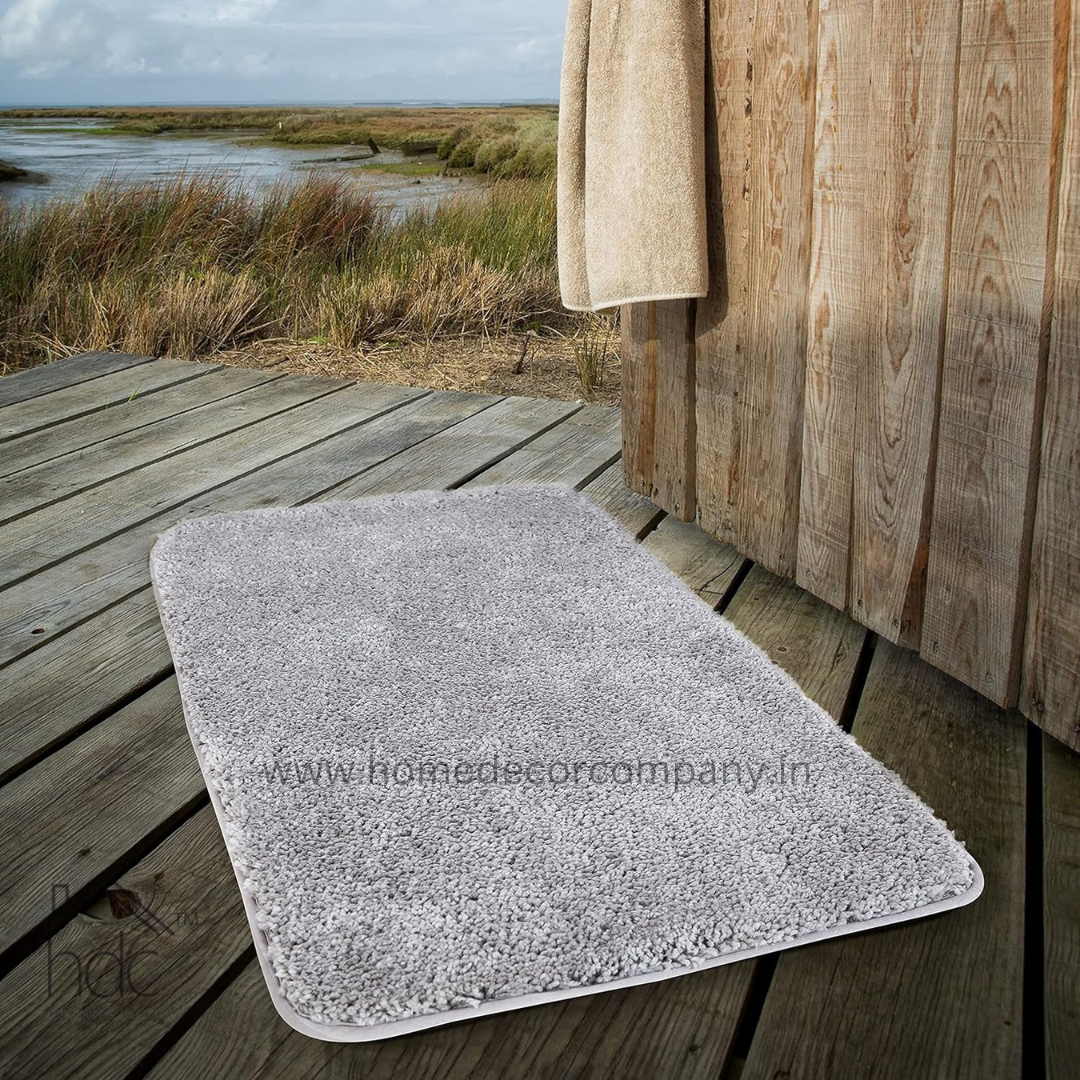 Hdc 40*60, 40*50 CM Modern Everyday Microfiber Anti Skid & Super Absorbent Ultra Soft Bathmat and Shaggy Floor Mats, Non-Slip, Rug for Home, Kitchen and Bathroom, 2 PC Set colour (Grey)