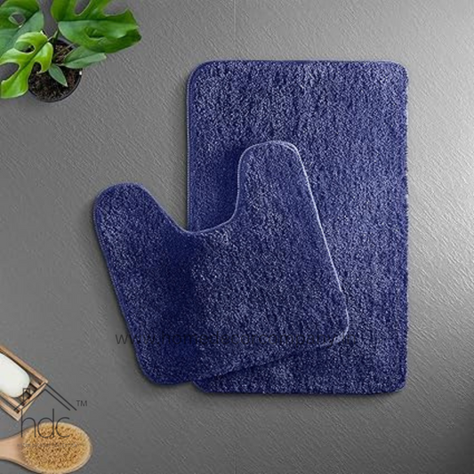 Hdc 40*60, 40*50 CM Modern Everyday Microfiber Anti Skid & Super Absorbent Ultra Soft Bathmat and Shaggy Floor Mats, Non-Slip, Rug for Home, Kitchen and Bathroom, 2 PC Set colour (Blue)