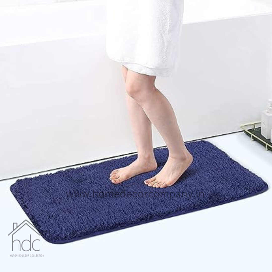 Hdc 40*60, 40*50 CM Modern Everyday Microfiber Anti Skid & Super Absorbent Ultra Soft Bathmat and Shaggy Floor Mats, Non-Slip, Rug for Home, Kitchen and Bathroom, 2 PC Set colour (Blue)