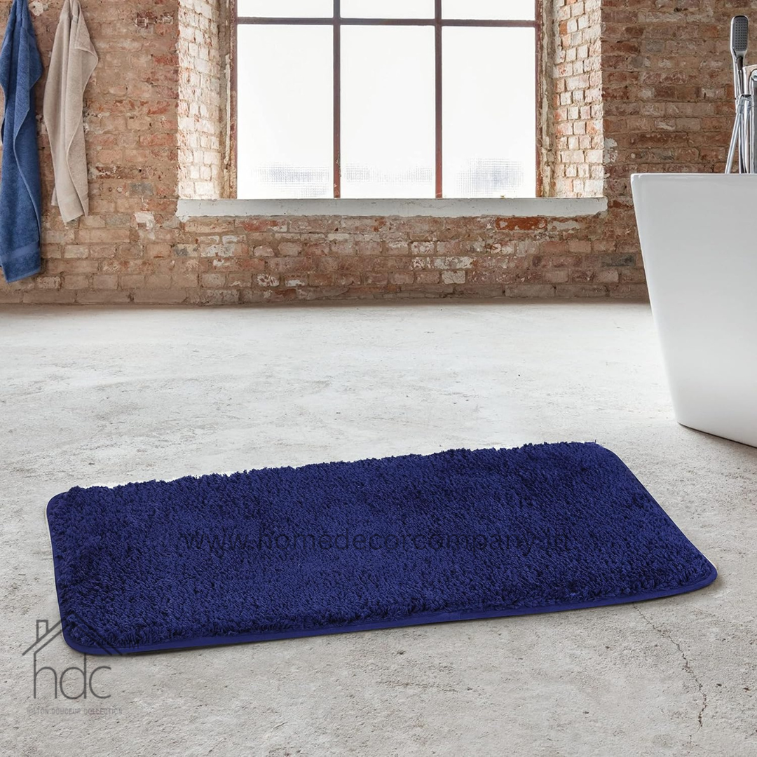 Hdc 40*60, 40*50 CM Modern Everyday Microfiber Anti Skid & Super Absorbent Ultra Soft Bathmat and Shaggy Floor Mats, Non-Slip, Rug for Home, Kitchen and Bathroom, 2 PC Set colour (Blue)