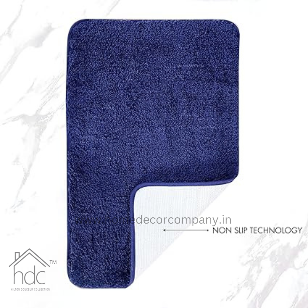 Hdc 40*60, 40*50 CM Modern Everyday Microfiber Anti Skid & Super Absorbent Ultra Soft Bathmat and Shaggy Floor Mats, Non-Slip, Rug for Home, Kitchen and Bathroom, 2 PC Set colour (Blue)