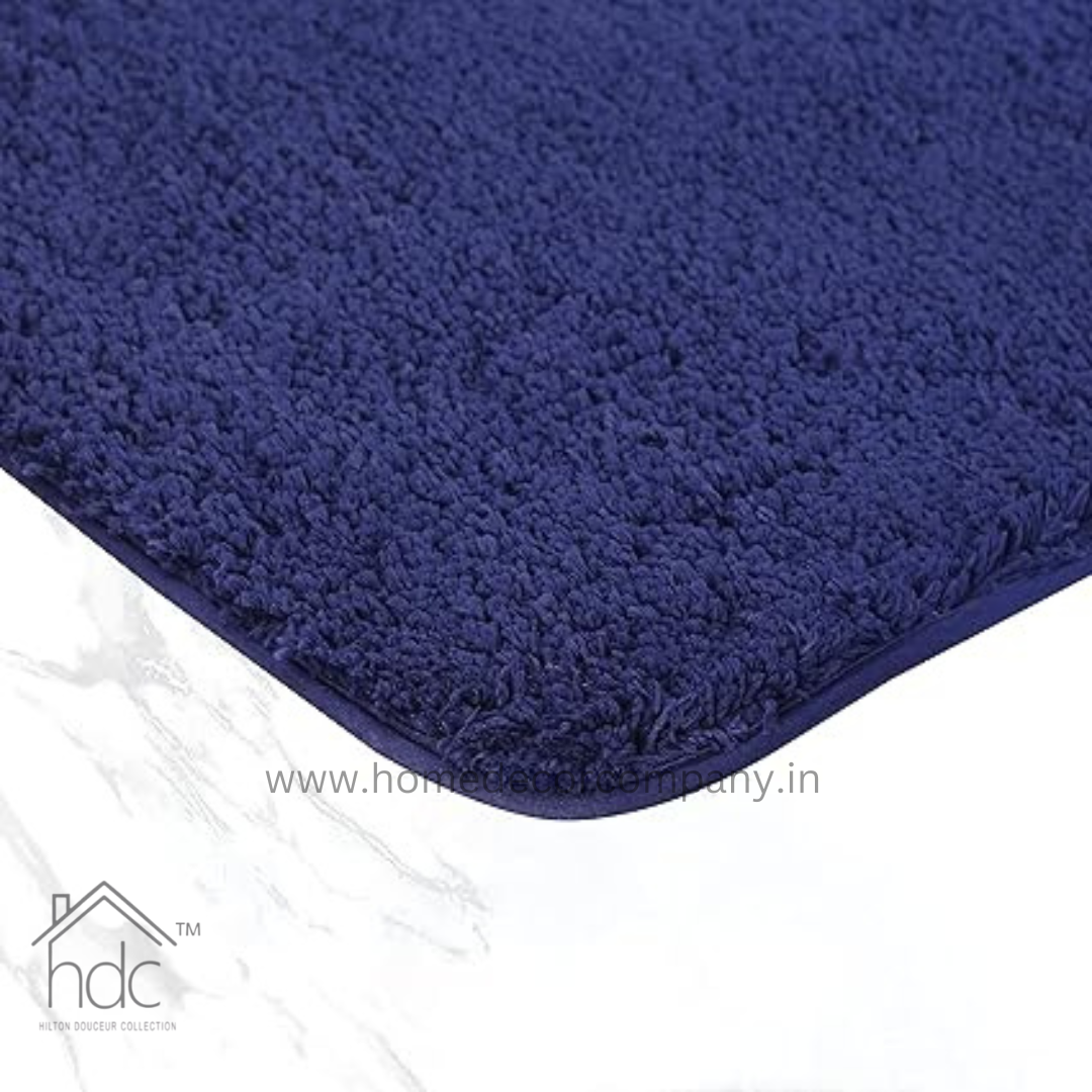 Hdc 40*60, 40*50 CM Modern Everyday Microfiber Anti Skid & Super Absorbent Ultra Soft Bathmat and Shaggy Floor Mats, Non-Slip, Rug for Home, Kitchen and Bathroom, 2 PC Set colour (Blue)